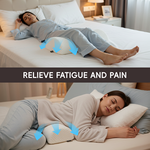 Ergonomic Memory Foam Half <b>Cylinder</b> Pillow Solid White Quilted Design for Back Support and Massage Use - Product Image 4