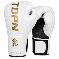 Gants de boxe professionnels TOPN pour adultes en cuir, avec sangle de poignet réglable extensible, fermeture auto-agrippante, soutien du poignet, Muay Thai MMA
