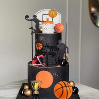 Lot de 25 décorations de gâteau d'anniversaire sur le thème du basketball : panier, trophée, baskets, joueur – Fournitures de fête