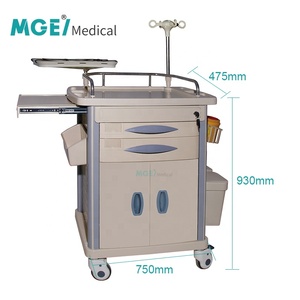 MGE-T31B MEDIGE 제조업체의 휴대용 ABS 플라스틱 ICU <span class=keywords><strong>CPR</strong></span> 충돌 카트 병원 가구 절차에 대한 소생 트롤리 - Product Image 2