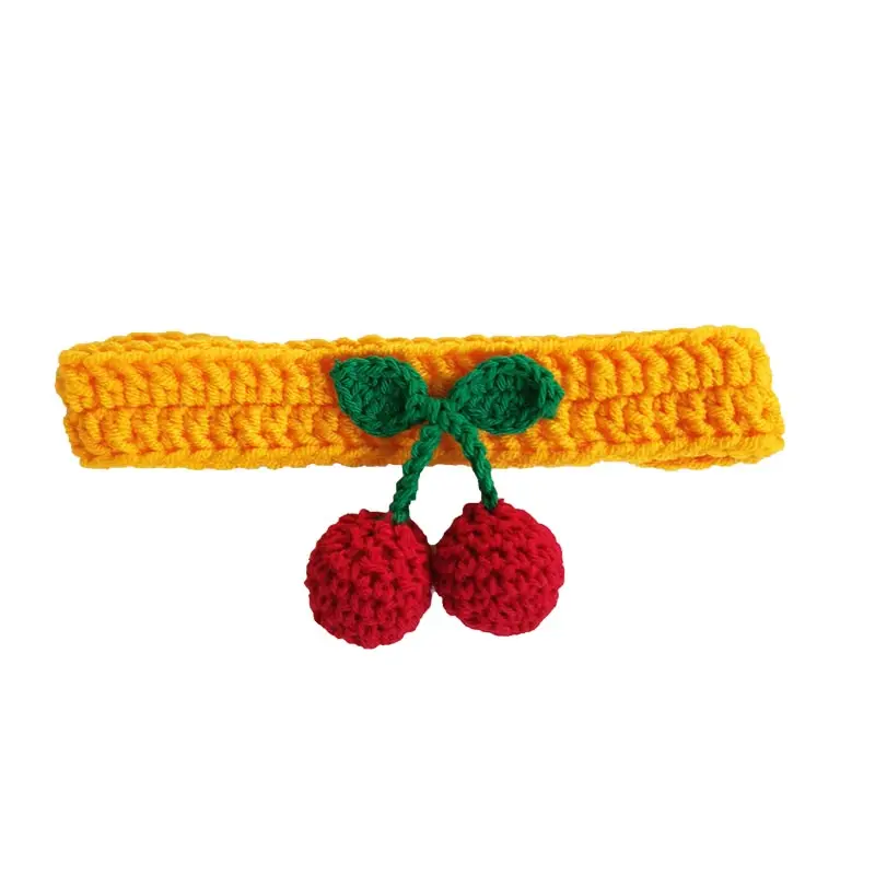 hand-woven wool pet collars. Cherry collar scarf Dog collar, New Year's festive bib