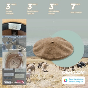 Shinehats 2024 OEM Béret en laine de haute qualité broderie personnalisée Logo Premium femmes béret uni <span class=keywords><strong>pas</strong></span> <span class=keywords><strong>cher</strong></span> prix plage fête pêche - Product Image 3