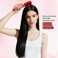 Brosse de massage du cuir chevelu à lumière rouge EMS, peigne électrique à batterie au lithium pour soins capillaires, appareil de massage de la tête portable, OEM ODM