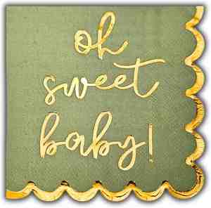 Direct Factory 50 Pack White Scalloped 3-Ply Modern Baby <b>Shower</b> Napkins 5 X 5 Inches Girls Boys Gold Foil Hello Sweet Baby <b>Bag</b> - Product Image 1
