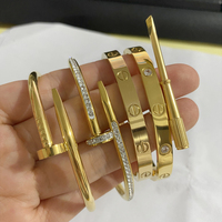 Pulseira de aço inoxidável feminina, bracelete para mulheres dourado