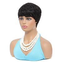 Perruque courte droite de style pixie pour femmes noires, 100% cheveux humains brésiliens, perruques entièrement faites à la machine, couleur noire naturelle