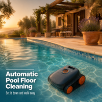 Nettoyeur de piscine robotisé mural sans fil, écologique, pour nettoyage des bords, 300 m², pour piscines enterrées, fond, paroi, ligne d'eau, garage, hôtel