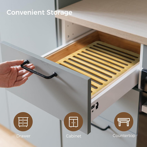 Estante de secado de platos de bambú ecológico con soporte para utensilios Aprobado por La FDA Estante de secado de toallas de bambú portátil para acampar RV - Product Image 3