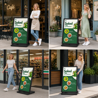 Kiosque publicitaire extérieur pour restaurant, étanche IP65, support au sol portable, écran LCD haute luminosité, signalisation numérique de menu
