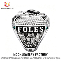 Bague de champion de football américain en alliage personnalisé, style bague de champion de basketball avec logo en émail coloré