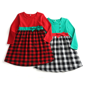 Wholesale autumn Casual Blank plaid Long Sleeve O-Neck Cotton high-quality christmas Embroidery <strong>tartan</strong> <strong>Baby</strong> Girl <strong>Dresses</strong> - Product Image 5