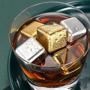 Cubes de glace réutilisables en acier inoxydable, pierres de glace de Whisky avec plateau de pinces à glace, pierres de refroidissement en acier inoxydable 304 pour le Whisky