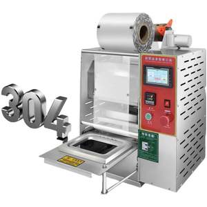 Machine de scellage entièrement automatique pour aliments frais et cuisinés, boîtes alimentaires, conservation des aliments, machine à film pour boîtes en aluminium - Product Image 4