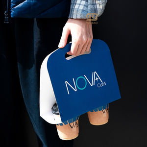 Té DE LA TARDE Picnic Portavasos de papel para llevar Portavasos de papel desechable Bebidas Café Té de la leche 2 Portavasos Portador de bandeja - Product Image 3