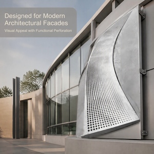 Panneau de mur rideau incurvé perforé en aluminium sur mesure, design industriel extérieur - Product Image 5
