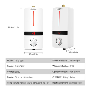 220V 3500W 5500W cuisine salle de bain sous évier sans réservoir instantané eau Geyser bouton contrôle ajuster la température - Product Image 5
