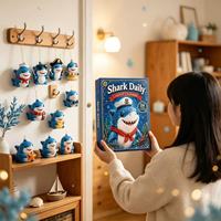 Calendrier de l'Avent Quotidien Requin : Boîte Mystère 24 Pièces – Adorables Ornements Suspendus en Acrylique Requin Dessin Animé – Cadeau Surprise pour les Amateurs d'Animaux Marins