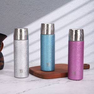 480ml Titanium Coated Double Wall Vacuum Insulated Cup Hammered Texture <b>Tea</b> <b>Infuser</b> <b>Tea</b> Water Separation Business Gift Tumbler - Product Image 1