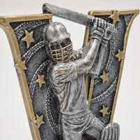 Trophée de cricket de luxe en résine avec base en résine, finition argent et or antique, 15,0 cm, récompense pour championnat de cricket