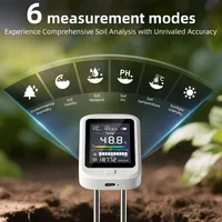 Testeur de sol 6-en-1 rechargeable, moniteur de sol de jardin avec mesure de l'humidité, du pH, de la température (en degrés Celsius), de la luminosité et de la fertilité