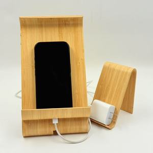 Bamboo Phone Charging <b>Stand</b> 13x12x18cm Wireless Qi Desktop Holder <b>for</b> <b>Tablet</b> and Smartphone - Product Image 1