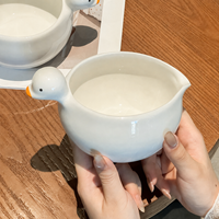 Bol à matcha en céramique personnalisé en forme de canard mignon avec bec verseur, style japonais OEM, pour cérémonie du thé, cadeau, maison, cuisine