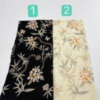 Tissu en velours brodé de style chinois, motif bambou et floral pour Qipao et robe Cheongsam améliorée