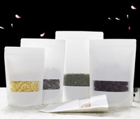 Stand up White Kraft Paper Reclosable Ziplock Plain Heat Sealable Food Packaging Doypack Pouches Bags With Matte Window