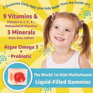 OEM Kids Multivitamin Gummies Kids Daily Vitamins Gummies con hierro Probióticos Algas Omega 3 EPA DHA Metil B12 Zinc Biotina - Product Image 4