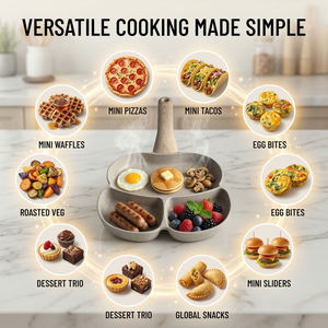 Sartén para Huevos en Forma de Herradura E-Top, Irregular, 3 Tazas, Antiadherente, Fácil de Limpiar, para Cocinar Huevos, Tortillas, Panqueques Suecos y Crepas - Product Image 6