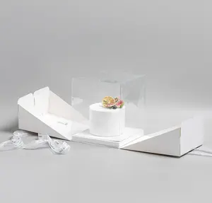 Boîte à gâteaux de mariage de qualité supérieure boîte en plastique boîte à gâteaux personnalisée transparente de luxe pour anniversaire vente en gros