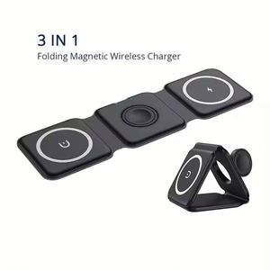 3 in 1 Foldable Magnetic <b>Wireless</b> Charger Multifunction Phone Charging Stand Chargers <b>Wireless</b> Charger - Product Image 2