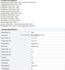 เครื่องยนต์ประกอบใหม่เอี่ยม G4FD 1.6 ลิตร 4 สูบ สำหรับรถยนต์ฮุนได เอลันตร้า ไอ30 ไอเอ็กซ์35 เกีย ซีด สปอร์ตเทจ - Product Image 2