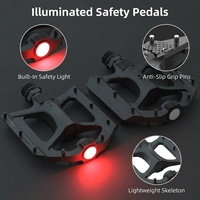 Pédales de vélo Cycle Zone Fashion ultralégères en alliage d'aluminium avec lumière d'avertissement, pédales arrière pour VTT en plastique et acier