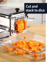 Commerciële automatische elektrische friet snijmachine voor aardappelreepjes, geschikt voor groenten, fruit, komkommer, radijs, sla en zoete aardappelen.