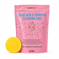 Tampons nettoyants à l'acide kojique et au curcuma, marque privée, tampons exfoliants moussants à la vitamine C pour le visage, pour les taches brunes et un nettoyage en profondeur