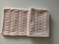 Couverture Bébé en Coton Tricoté 100% avec Motif Feuille Dentelle Creuse, Douce et Respirante, Idéale pour Nouveau-né, Couverture de Poussette, Cadeau de Naissance