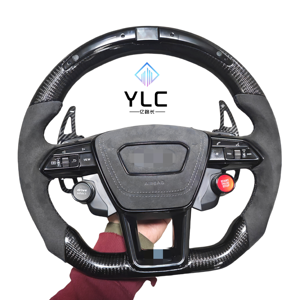 Con botón de inicio S-Line, <span class=keywords><strong>volante</strong></span> de cuero Alcantara completo para Audi R8 TTRS C6 C7 S7 S4 <span class=keywords><strong>A4</strong></span> B8 RS3 SQ5 S5 B9 A6 C8 A3 2018 - Product Image 3