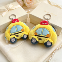 Peluche Voiture de Sport Taxi Jaune Personnalisée, Breloque Mignonne pour Sac, Porte-clés, Poupée en Peluche Douce, Cadeau pour Vente en Gros Transfrontalière