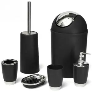 bathroom accessories set amazon Suppliers-Custom Amazon Hot Selling 6 piece plastic bath accessory bathroom set
