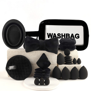 แปรงแต่งหน้าแบบพกพาพร้อมพัฟและอุปกรณ์เสริมความงามสำหรับเครื่องสำอางแบบ OEM แบรนด์ส่วนตัว ชุดแปรงและอุปกรณ์ทำความสะอาด - Product Image 5