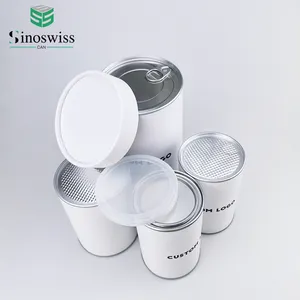 Eco Vriendelijke Custom Merklogo Metalen Deksel Melk Koffie Thee Poeder Food Grade Papier Lege Kan Tin Voor Inblikken Voedsel verpakking