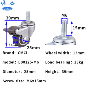 CMCL TPE 가구를 위한 작은 피마자 바퀴 <span class=keywords><strong>25mm</strong></span> 크롬 도금을 한 피마자 m6 피마자 바퀴 - Product Image 2