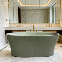 Baignoire autoportante moderne en acrylique écologique, finition nacrée jade, avec drain inclus, pour usage intérieur en salle de bain d'hôtel