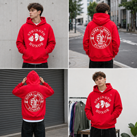 Hoodie Katun Tebal Custom OEM 380GSM Cetak DTG Bordir Logo Sablon Gaya Jalanan Ukuran Besar MOQ Rendah