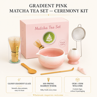 Ensemble de thé matcha japonais avec fouet, support et bols en céramique, logo personnalisé, nouveautés