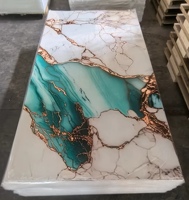 Plaque UV en composite bois-plastique imitation marbre moderne, matériau écologique, motif géométrique, pour usage commercial et hôtelier