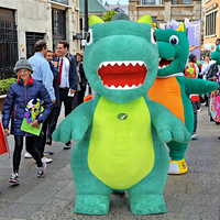 Costume de mascotte gonflable géant en peluche douce de dessin animé Dragon, 2M 2.6M, pour Halloween, divertissement festif, unisexe, adultes