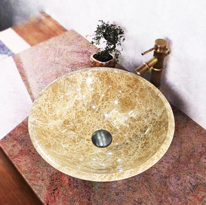 Lavabo rond en marbre Light Emperador poli <span class=keywords><strong>pour</strong></span> salle de bain, idéal <span class=keywords><strong>pour</strong></span> hôtel, villa, maison, cuisine et décoration de crédence. - Product Image 2