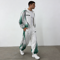 Veste à capuche zippée personnalisée avec imprimé lettres, pantalon à cordon de serrage épais grande taille, streetwear décontracté en mélange de polyester coupe oversize